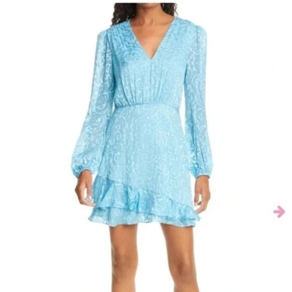 Silk Ayla Short Dress in Ice Blue - Picture 1 of 6